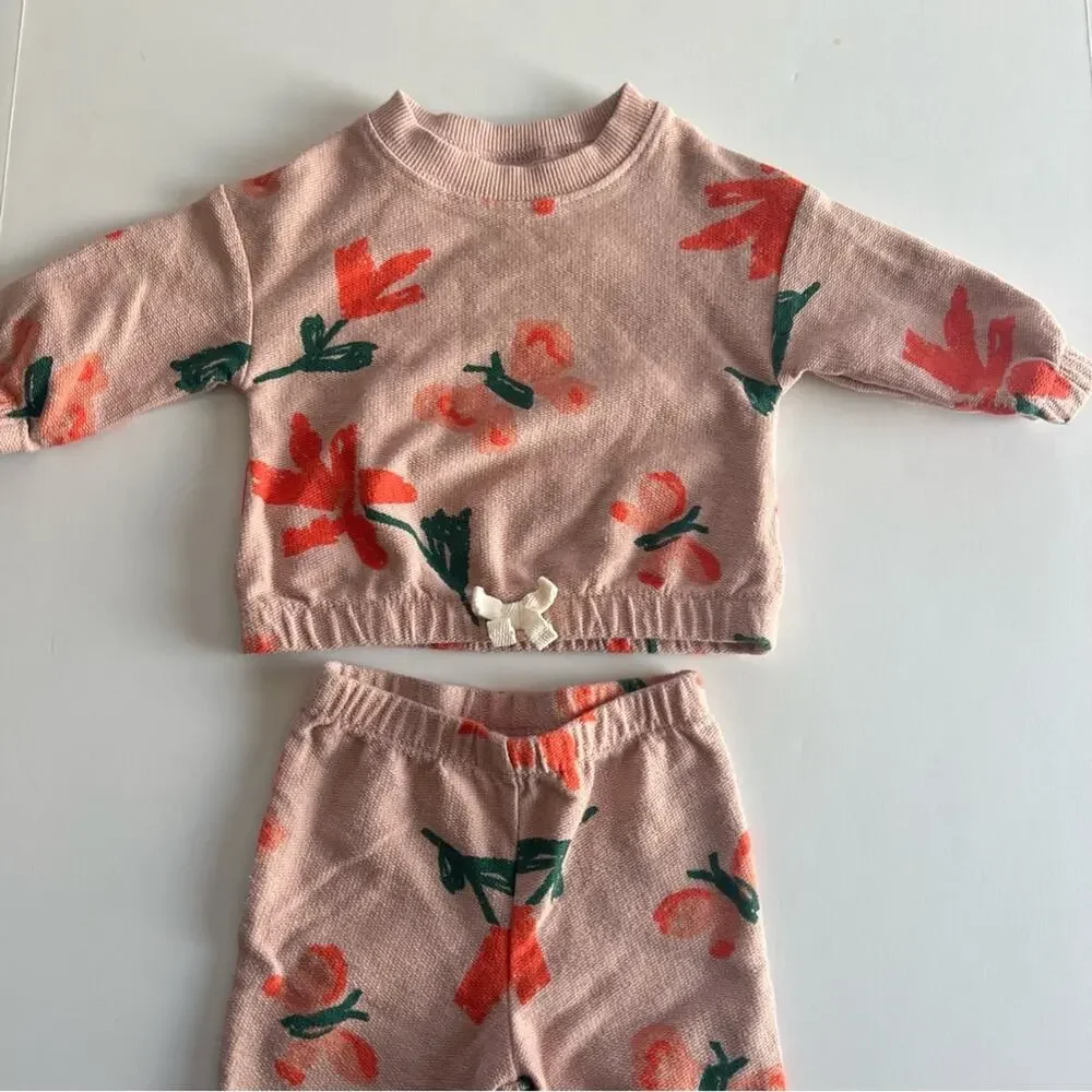 Carters Blush Orange Floral Butterfly Outfit